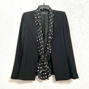 Zara Basic Blazer Black White Polka dots Scarf Business Casual Modern Jacket